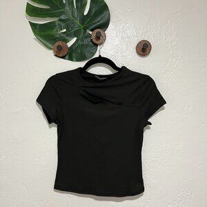 See You Monday  |  Women's Ribbed Front Cutout Top - Junior's Size Large
